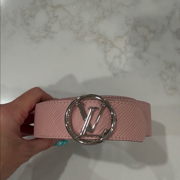 Louis Vuitton LV circle 35 mm reversible belt; pink epi leather and monogram - Picture 1 of 11